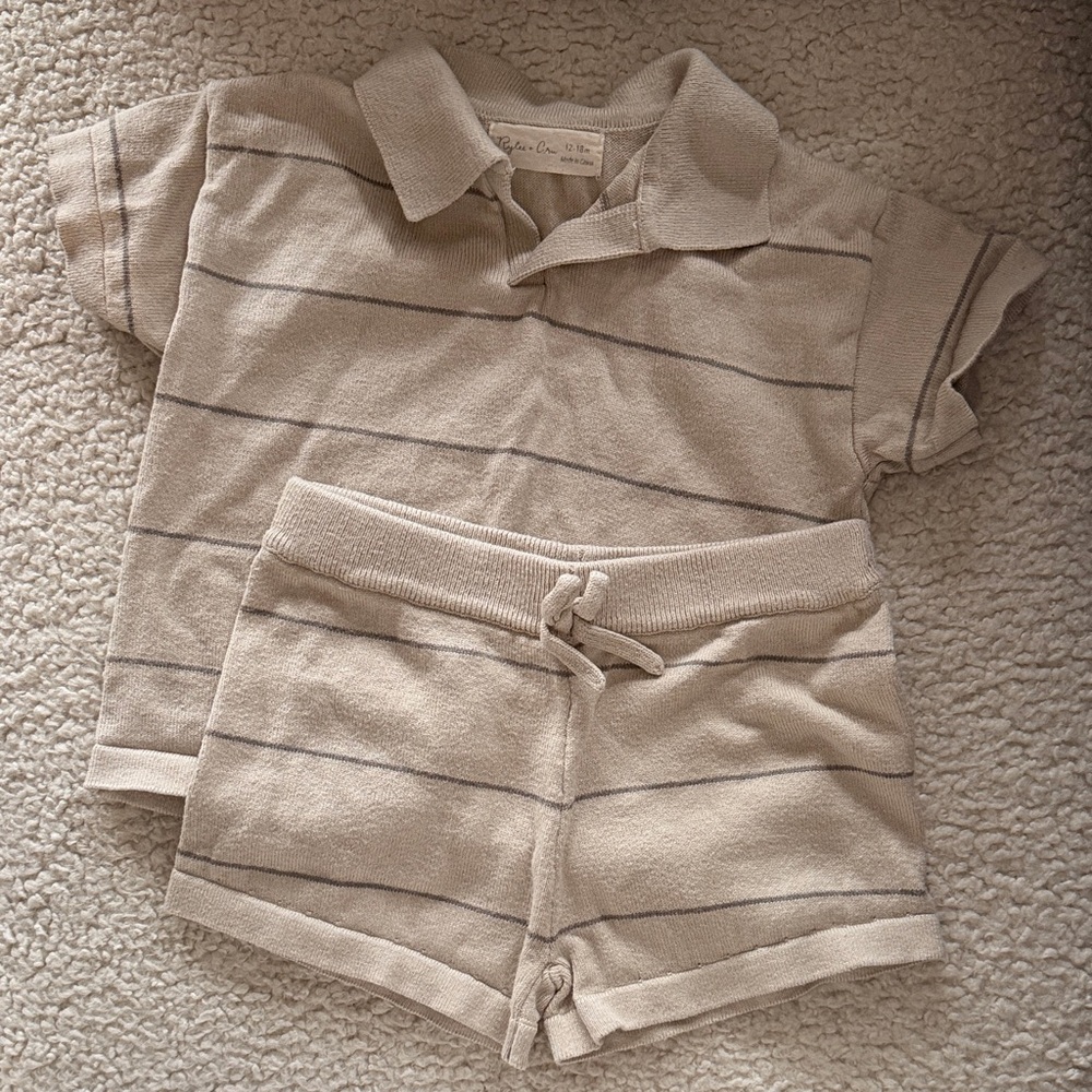 RYLEE + Cru Baby Toddler Boys Cotton Polo + Shorts Matching Set / 12-18m